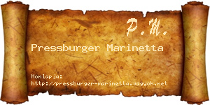Pressburger Marinetta névjegykártya